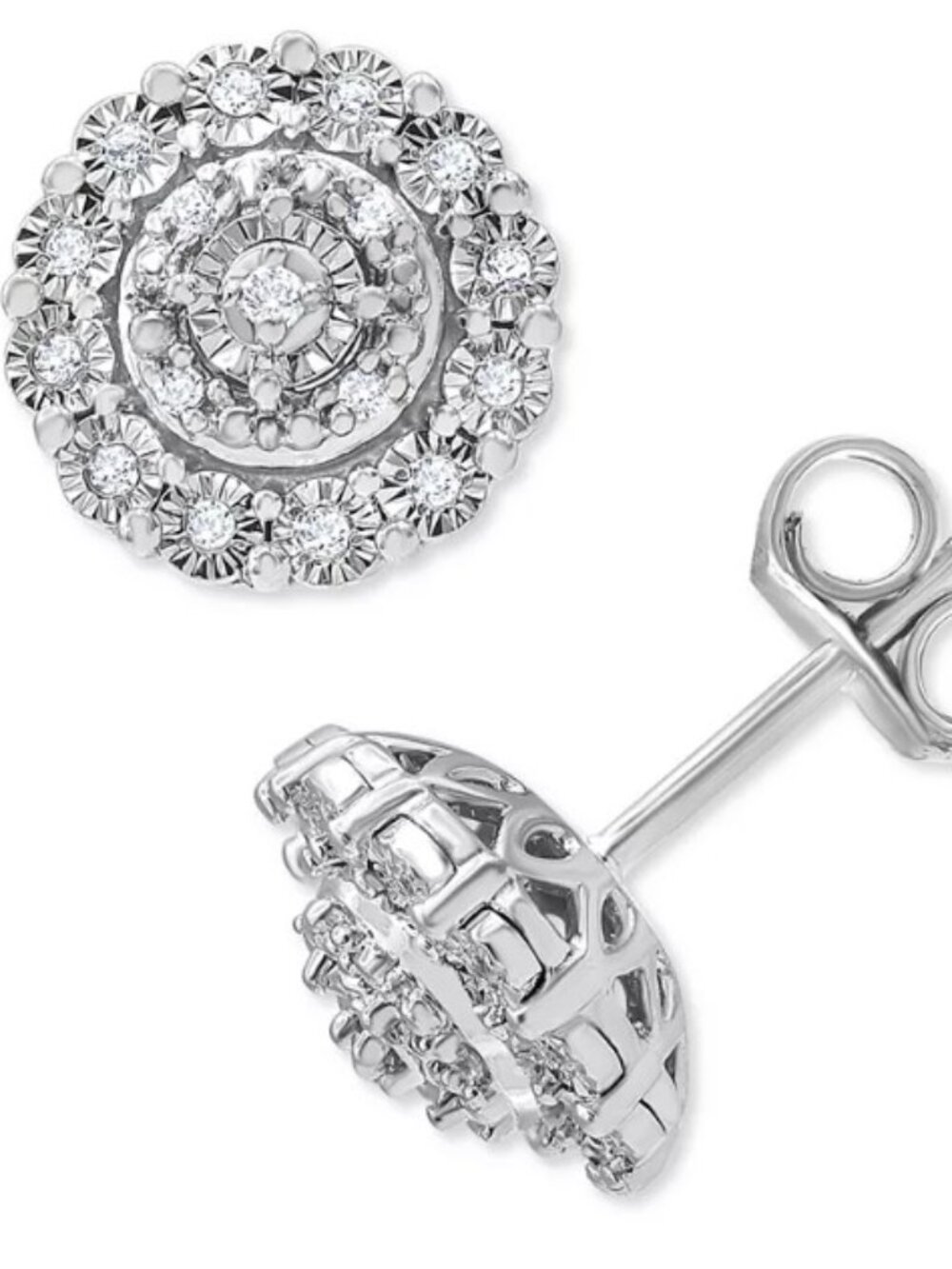 Diamond Halo Cluster Stud Earrings (1/10 ct. t.w.)